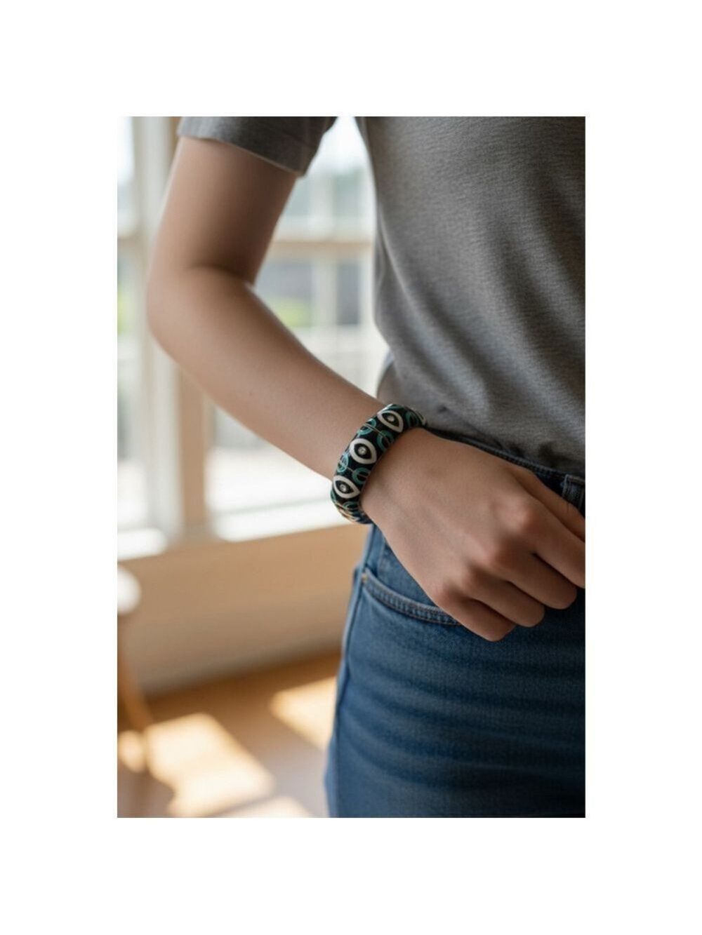 Teal Peacock Stretch Bracelet